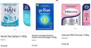Pick n Pay baby formula